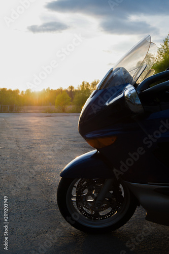motorcycle at sunset  motorcycle details