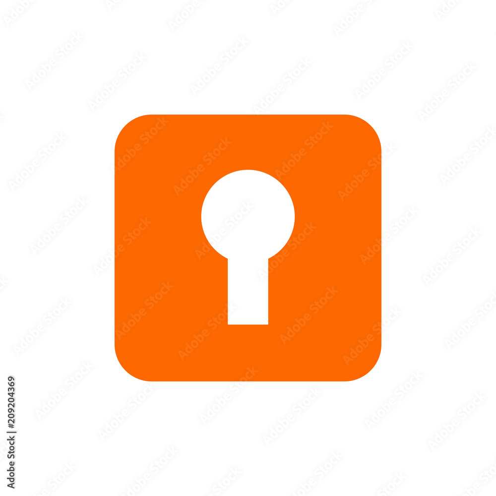 Keyhole and Orange Square Shape, Icon Design, Vector Logo Illustration Keyhole and Orange Square Shape, Icon Design, Vector Logo Illustration