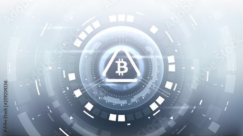 Bitcoin cryprocurrency futuristic vector illustration for background, HUD, graphic user interface, banner, business and finance infographics and more. Worldwide digital money blockchain system
