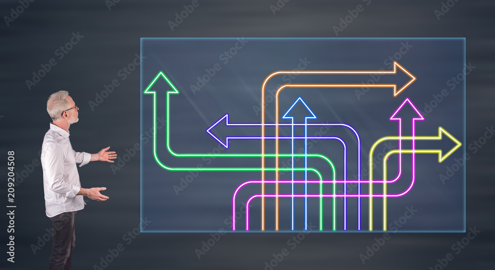 Man touching a digital decision concept Man touching a digital decision concept