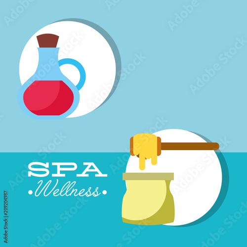 depilatory wax and oil massage treatment therapy care skin spa wellness vector illustration