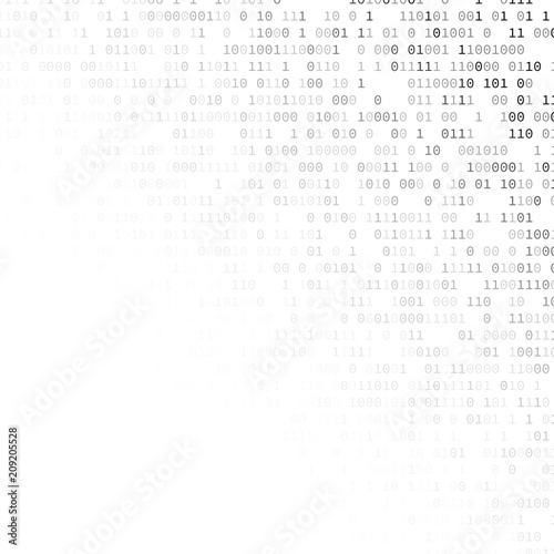 Binary code in gray colors. Computer or internet security concept. Vector background illustration.