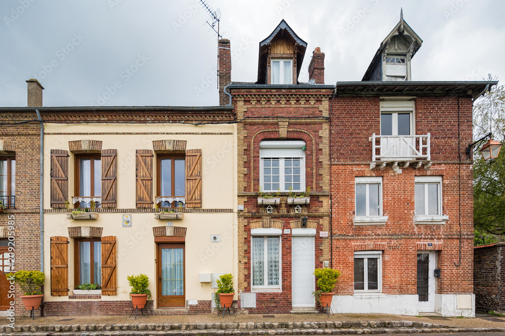 Typical houses in Les Andelys, Normandy, France