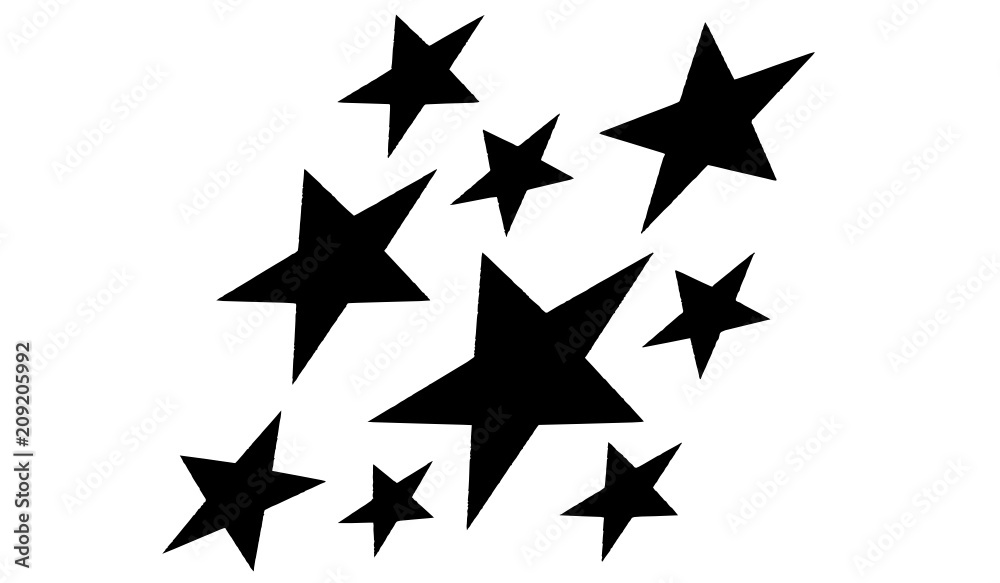 A group of nine black stars in a frame with the illusion of movement A group of nine black stars in a frame with the illusion of movement