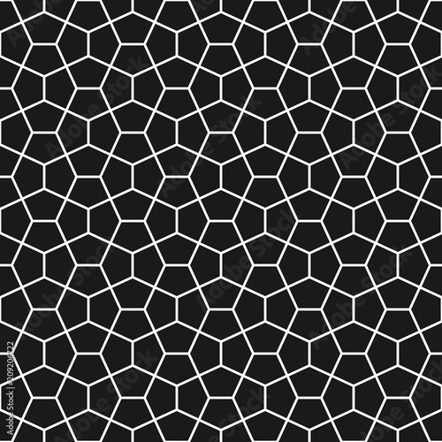 Cairo tiles texture. Geometric seamless pattern with overlapping hexagons in black and white