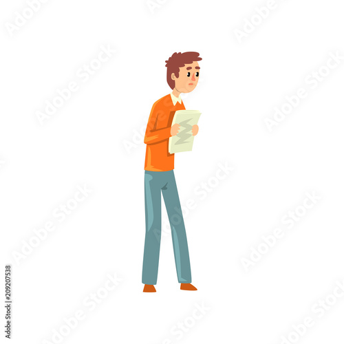 Man trying to get permission, corruption and bribery concept vector Illustration