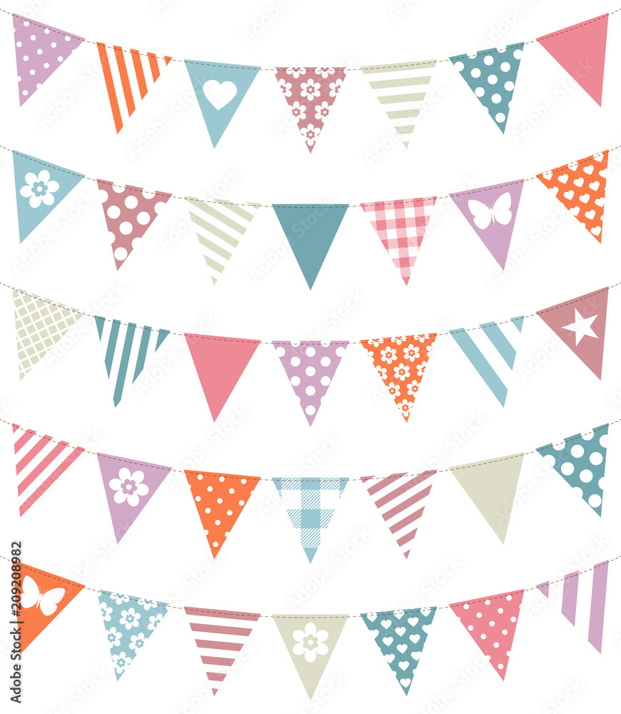 5 Seamless Buntings Mix Pattern Retro 5 Seamless Buntings Mix Pattern Retro