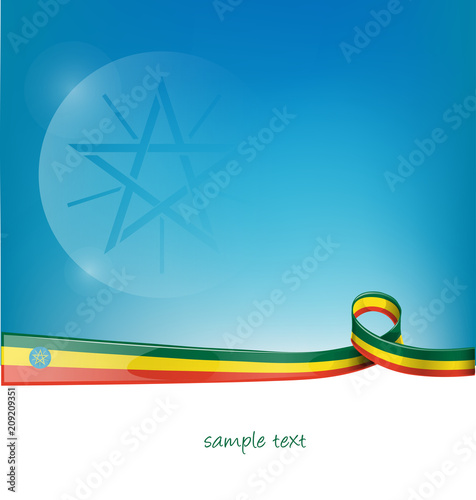 ethiopia ribbon flag on blue sky background