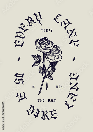 Every lane is a bike lane - extreme bicycle riding roses vintage typography t-shirt print