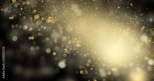 Abstract bokeh background black with gold, glare © MiaStendal