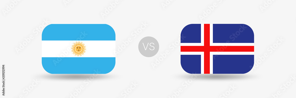 Argentinien VS Island - Flaggen