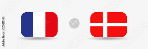 Frankreich VS Dänemark - Flaggen