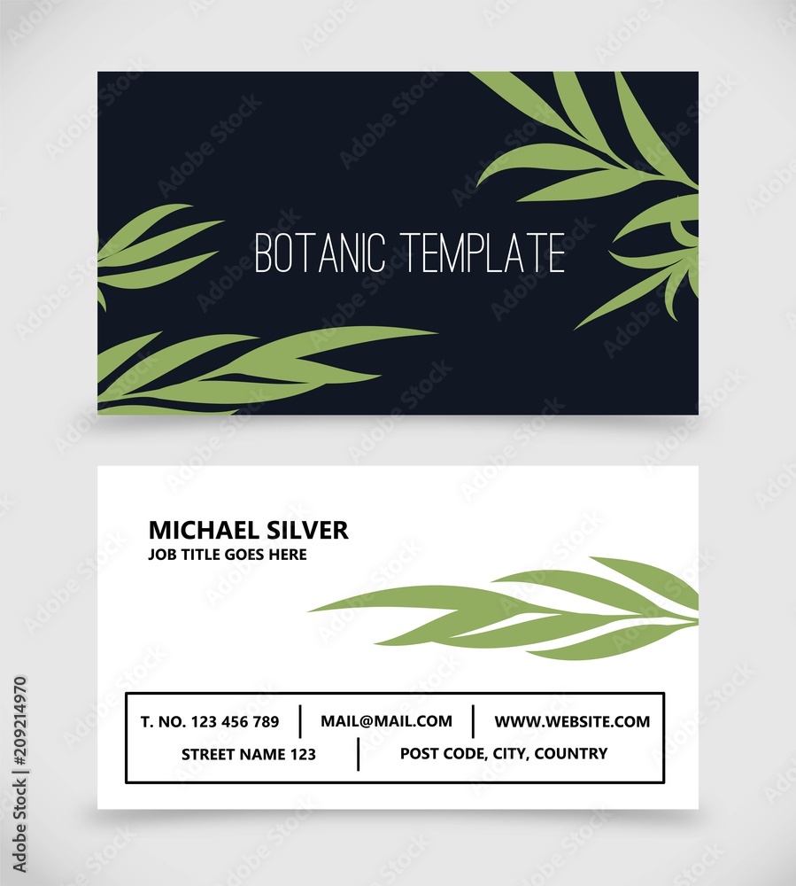 Botanic business card template vector