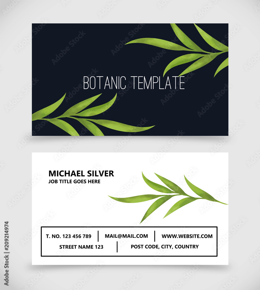 Botanic business card template vector