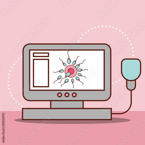 pregnancy fertilization fetal monitoring showing female reproductive spermatozoon vector illustration