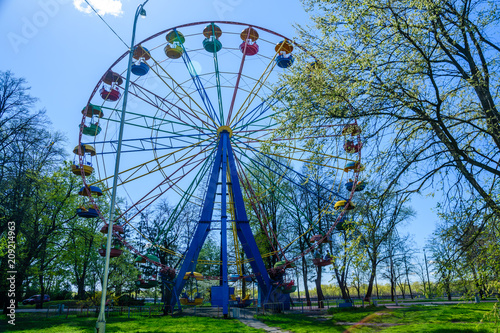 Ferris wheel in a city park in Kremenchug, Ukraine