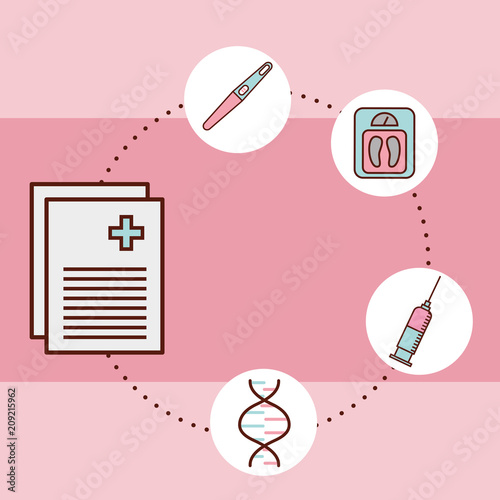 pregnancy fertilization prescriptions connections adn pen injection weight vector illustration