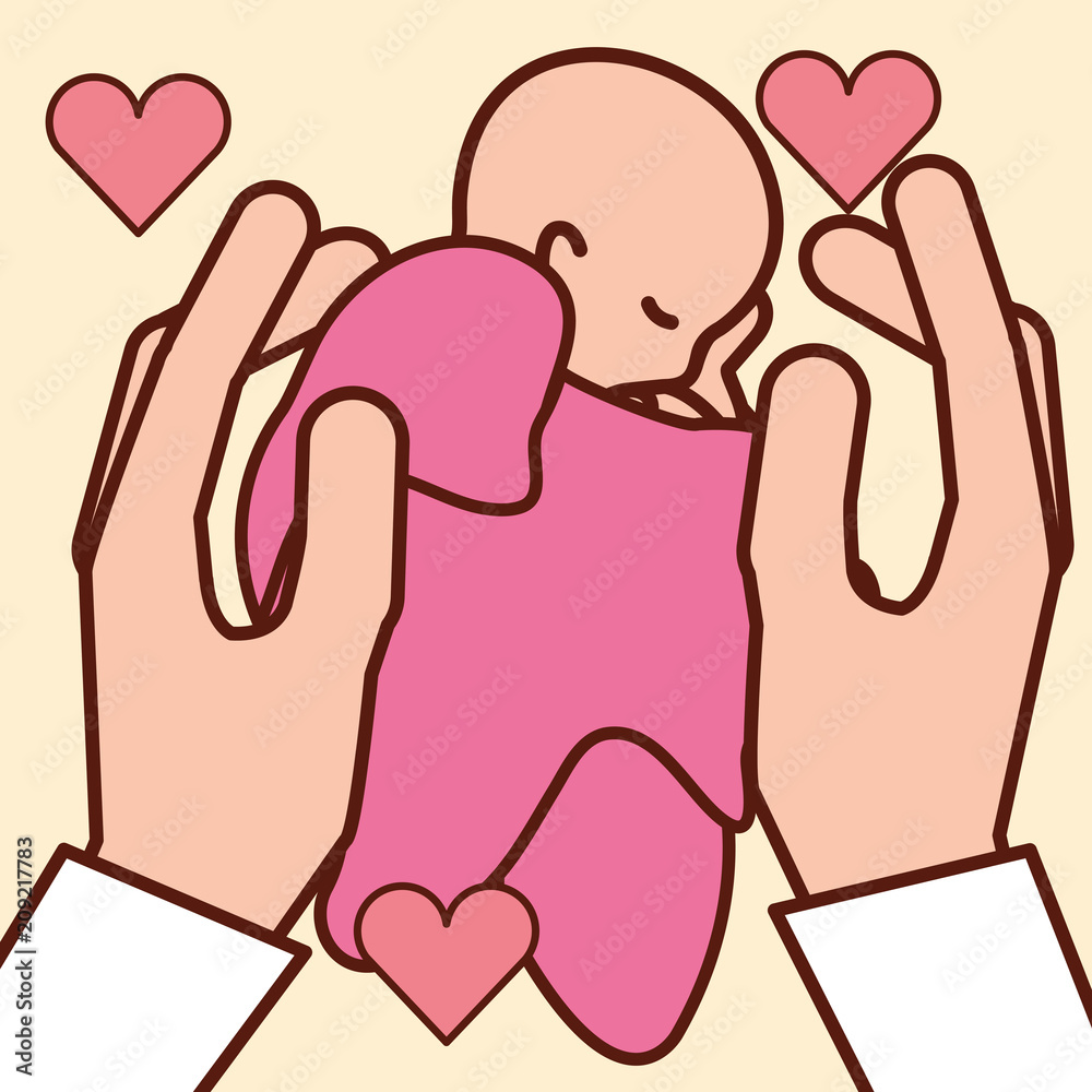 pregnancy fertilization hands sheltering the baby love vector illustration pregnancy fertilization hands sheltering the baby love vector illustration