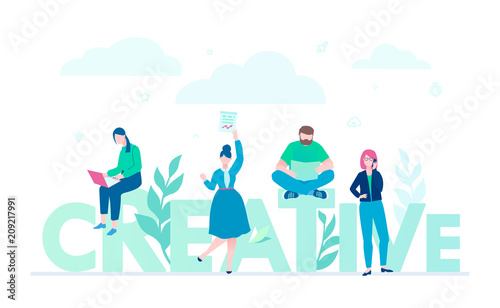 Creative group - flat design style colorful illustration