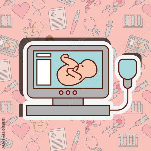 pregnancy fertilization fetal monitoring love mother vector illustration