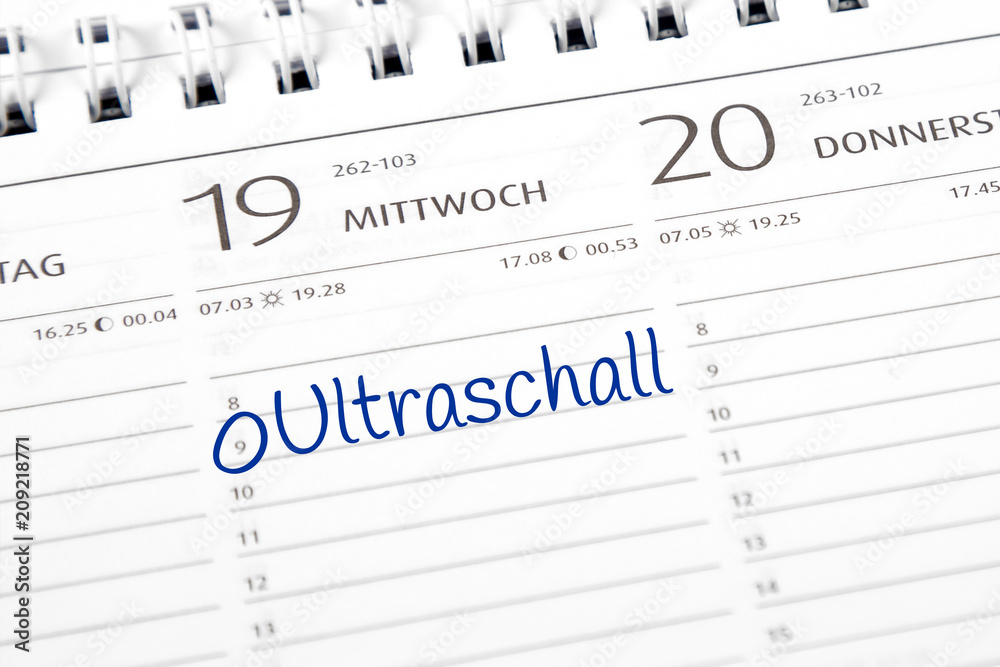 Eintrag im Kalender: Ultraschall Eintrag im Kalender: Ultraschall