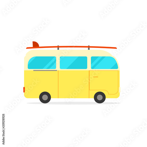 Reto travel camper van with surfboard