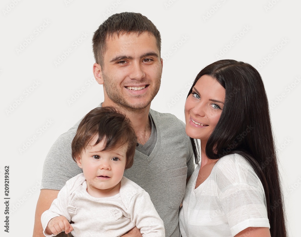happy smiling family isolated over white happy smiling family isolated over white