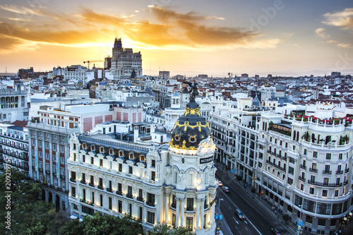 Madrid sunset Spain with a skyline of the city and great colors, madrid landmark, madrid attractions