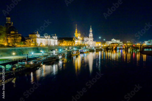 night panorama of the old city of Dresden