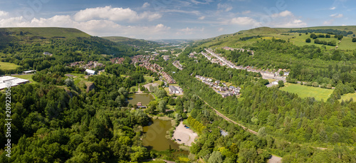 Aerial view of the Ebbw valley in South Wales, UK