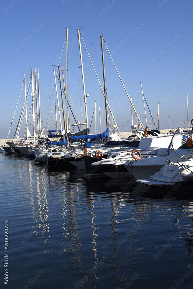 The Marina and Port of Fuengirola on the Costa Del Sol Spain is a resort with a long beach, shops and all the facilities for holiday fun. 