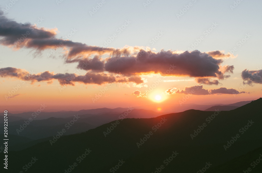 Sunset Sun cloud mountains
