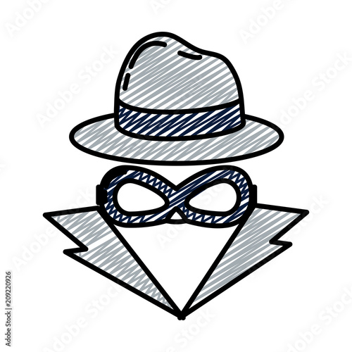 doodle thief with criminal mask and elegant hat