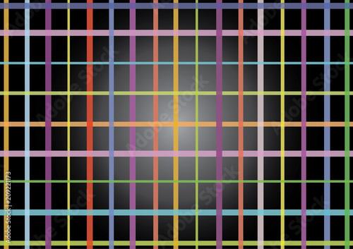 Colorful checkered fabric seamless pattern in black background, vector.