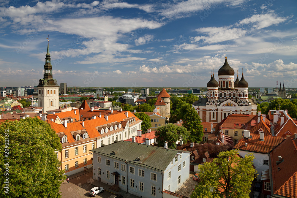 custom made wallpaper toronto digitalTALLINN, ESTONIA - View from the Bell tower of Dome Church / St. Mary's Cathedral, Toompea hill at The Old Town and Russian Orthodox Alexander Nevsky Cathedral