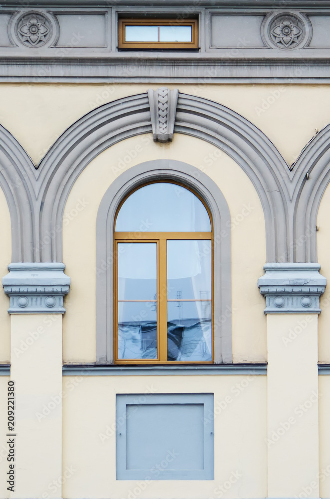 Decaying facade of building