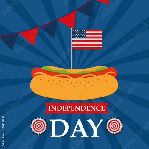 food american independence day stripe background hotdog united states flag vector illustration