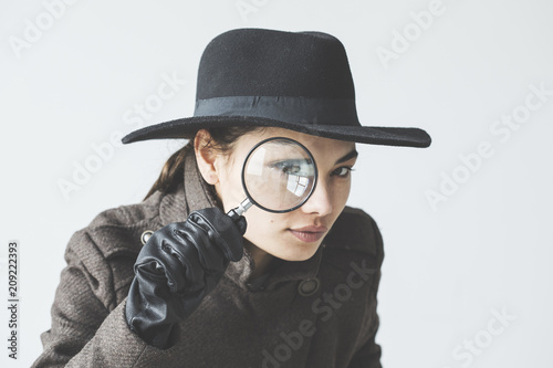 Woman with the magnifying glass