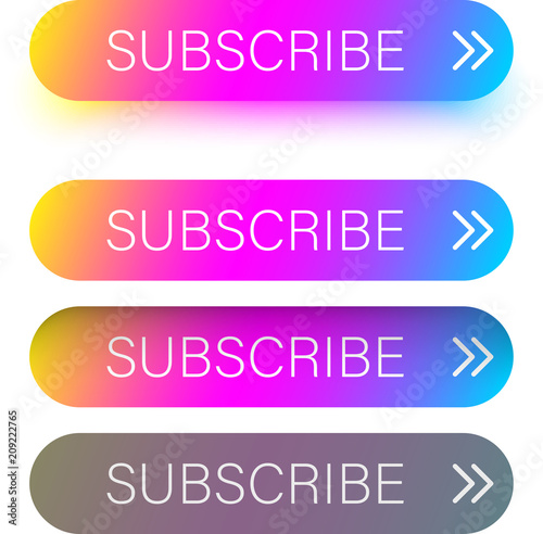 Colorful subscribe web buttons isolated on white.