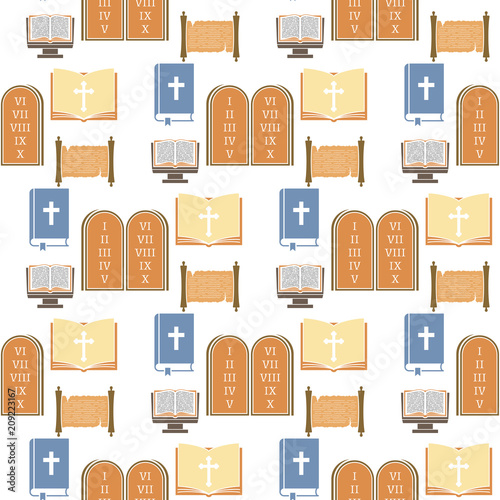 Christianity religion vector religionism flat illustration holy sign silhouette praying religionary christian faith religionist priest church traditional culture seamless pattern background.