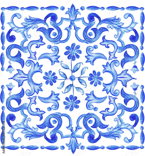 Azulejos Portuguese watercolor