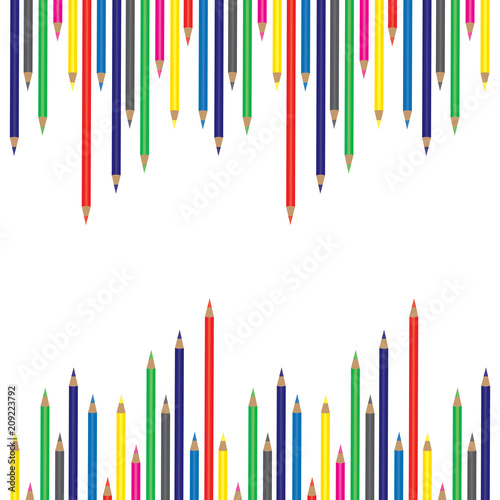 color pencils banner template on white background