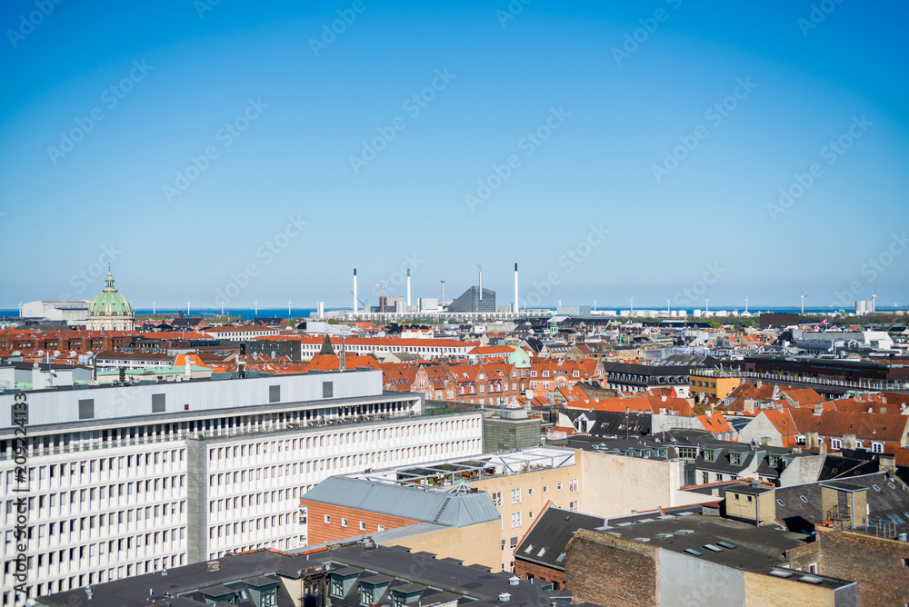 cityscape of beautiful architecture of copenhagen city, denmark