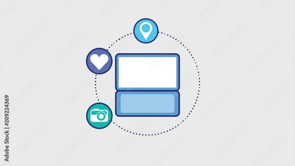 laptop computer and social media icons animation hd laptop computer and social media icons animation hd