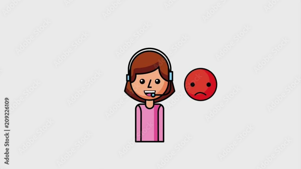 operator girl with headphones and ok or bad customer service animation hd operator girl with headphones and ok or bad customer service animation hd