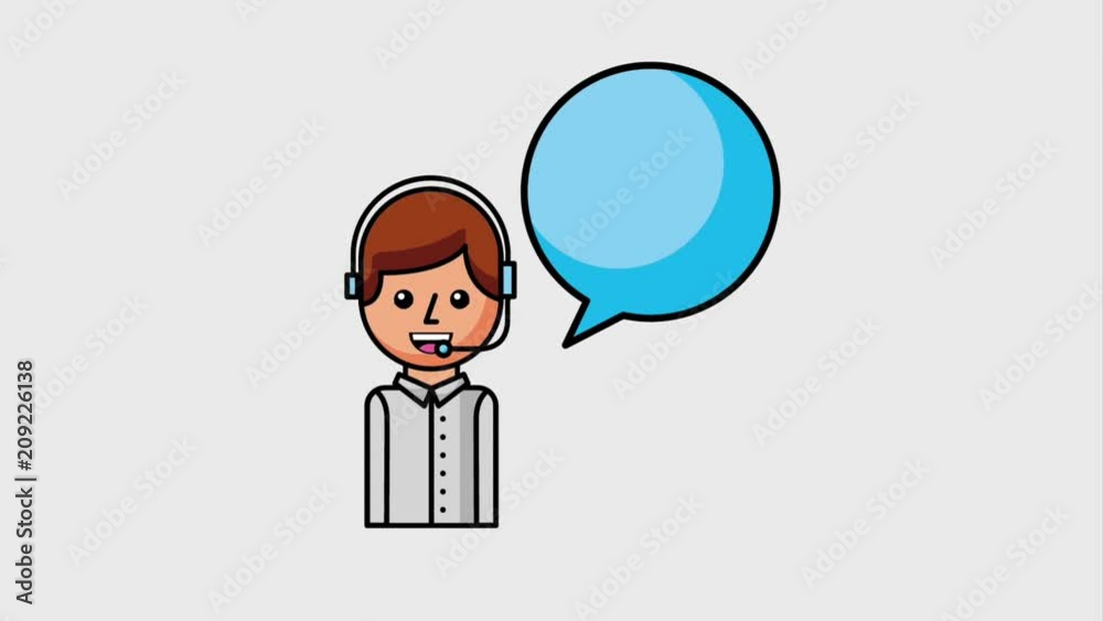man operator customer service speech bubble ok or bad animation hd man operator customer service speech bubble ok or bad animation hd