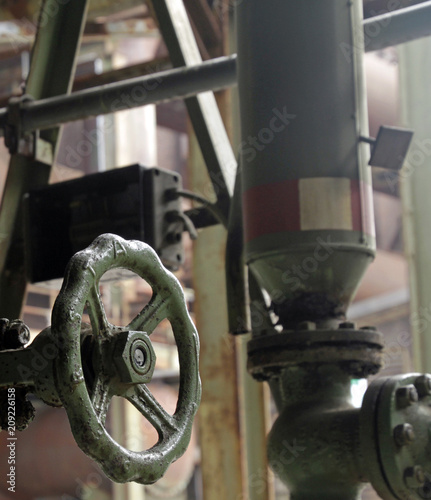 Valve wheel in abandoned steel factory