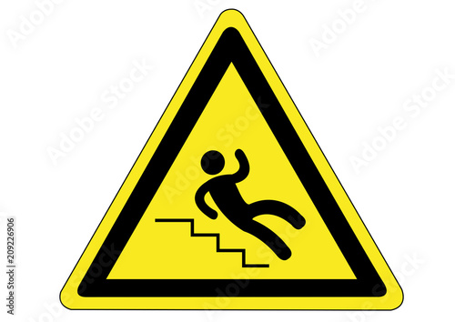 Schild ausrutschen auf Treppe