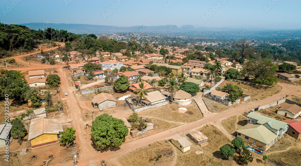 Top shot of africa village town - beautiful landscape cityscape