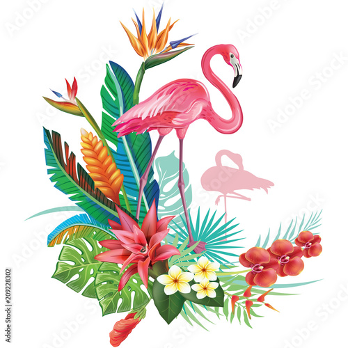 Tropikalna dekoracja z Flamingoes i Tropem